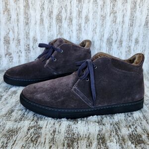 H.S. Trask Shearling Lined Suede Chukka Boots Dark Brown Leather, Mens Size 11 M